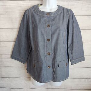 Denim & Co Chambray Jacket XS Classic Chic Lightweight Button Top